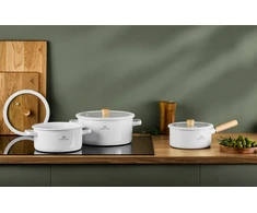 GERLACH TRADICINIS PUODAS DIDELIS EMALINIS Baltas INDUKCINĖS DUJOS 24CM 5 L NATUR