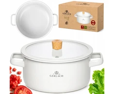 GERLACH TRADICINIS PUODAS MAŽAS EMALINIS Baltas INDUKCINĖS DUJOS 20CM 3 L NATUR