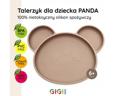 Gigi Kids Silikoniniai indai vaikams, lėkštė, dubuo, stalo įrankiai, seilinukas, smėlio spalvos