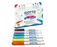 Giotto Turbo Glitter Maxi flomasteriai, 6 spalvų