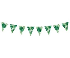 Party Deco Girlianda Vėliavėlės Tropical Party Party deko 15cmx1.5m žalia
