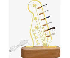 GITAROS PICK LAIKIKLIS ŠVIESUS AKRILINIS MEDINIS PAGRINDAS LED USB
