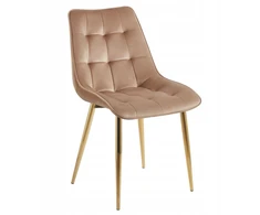 Argos Glamour cappuccino aksomu aptraukta kėdė su moderniomis aukso spalvos kojomis