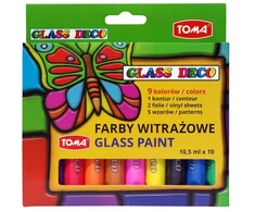 Glass Deco Toma vitražo dažai 10 spalvų x 10,5ml