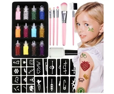 GLITTER TATTOO RINKINYS, PLAUNAMI GLITTER ŠABLONAI VAIKAMS