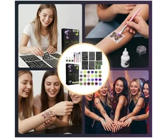 GLITTER tatuiruočių rinkinys VAIKAMS, ŠABLONAI, 24 SPALVOS, 42 vnt, XXL PRO