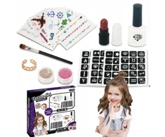 GLITTER tatuiruotės VAIKAMS RINKINYS PLAUNAMI ŠABLONAI DIY GLITTER GLUE
