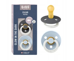 GLOWING BIBS GLOW kūdikių čiulptukas, apvalus, 2 vnt. RUBBER 6 m+ Baby Mėlyna