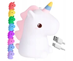 Gockowiak Naktinė lempa SILIKONOWA JEDNOROŻEC LED RGB DLA DZIECI DOTYKOWA NA PILOTA