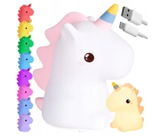 Gockowiak SILIKONINĖ NAKTINĖ LEMPA VAIKAMS LED RGB USB 16 SPALVŲ VIENRAGIS LEMPA