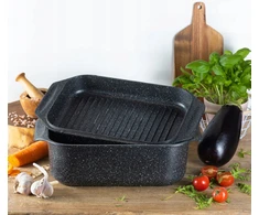 GOOSE keptuvė 3in1 GRILĖ Keptuvė MARMULINĖ keptuvė 31cm 6,5L 4610