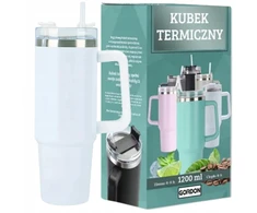 Gordon Baltas termo puodelis su šiaudeliu, nerūdijančio plieno, didelis 1200 ml – ekologiškas ir daugkartinio naudojimo, puikiai tinka šaltiems ir karštiems gėrimams