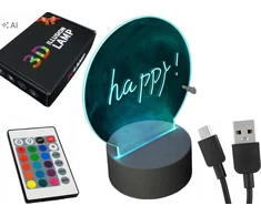 Gordon Naktinė lempa LED TABLICA NAPISZ ZOSTAW WIADOMOŚĆ NOTATNIK 3D RGB + Pultas
