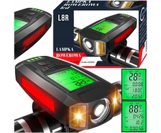 Gotel Lampka Lampa Rowerowa Na Kierownicę Z Licznikiem Alarmem Klaksonem USB