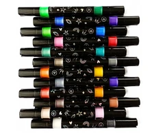 Grafix GLITTER MARKERS RAŠIKLIAI 12 vienetų DVIPUŠIO ŠEPEČIO ANTGALIS dėkle