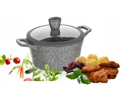 GRANITINIS PUODAS pilkas 24 cm kepimui DANGAS 4,3 L priešpiečių dėžutė