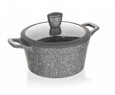 GRANITINIS PUODAS pilkas 24 cm kepimui DANGAS 4,3 L priešpiečių dėžutė