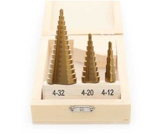 Grąžtas Kraftampdele Pakopinių grąžtų rinkinys 3vnt, 4-32mm