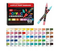 GUANGNA akriliniai žymekliai 60 spalvų 0,7 mm atsparūs vandeniui stiklui, akmenims, „pasidaryk pats“
