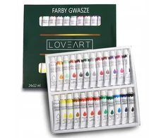Guašo dažai 24 spalvos x 12 ml LoveArt Vandeninių dažų rinkinys dažymui