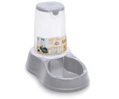 Gyvūnų maisto dubenėlis su dozatoriumi/rezervu 1,5 l pilkas STEFANPLAST