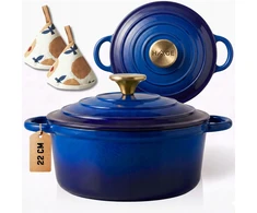 HAGE KETUS PUODAS 3L EMALINIS DANGIS NAVY MĖLYNAS DUJINĖS INDUKCINĖS KROSTELĖS 22cm