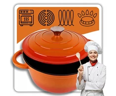 HAGE KETUS PUODAS 3L emaliuotas DANGINIS ORANŽINĖ DUJINĖ KROSTELĖ 22cm