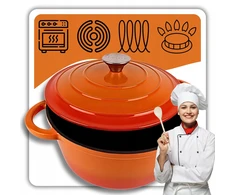 HAGE KETUS PUODAS 4L emaliuotas DANGINIS ORANŽINĖ DUJINĖ KRAIŠKA 24cm