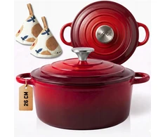 HAGE KETUS PUODAS 5L EMALINIO DANČIO RAUDONOS DUJINĖS KROSTELĖS 26cm
