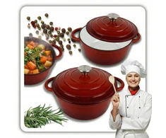 HAGE KETUS PUODAS 5L EMALINIO DANČIO RAUDONOS DUJINĖS KROSTELĖS 26cm