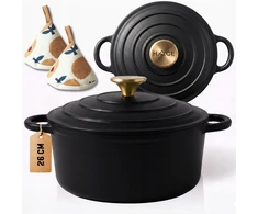 HAGE KETUS PUODAS 5L EMALINIS DANGIS MATINIS Juodas INDUKCINĖ KRAIŠKA 26cm