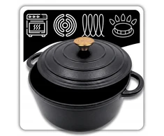 HAGE KETUS PUODAS 5L EMALINIS DANGIS MATINIS Juodas INDUKCINĖ KRAIŠKA 26cm