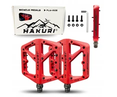 Hakuri Dviračių pedalai NYLON lengvi mašinų guoliai su kaiščiais Raudona MTB Raudonas