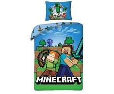 Halantex MINECRAFT vaikiška patalynė 140x200 STEVE ALEX CREEPER GAME Blocks BOW SWORD