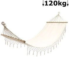 Hamakas su pagalve ir aksesuarais 200x100cm baltas