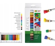 Happy Color akriliniai dažai, 12 spalvų, 12 ml