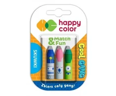 Happy Color Cool Gang rašiklio dangteliai su trintuku, 3 vnt.