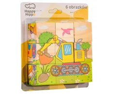 Happy Hippo Mediniai paveikslų blokai 6in1 traukinys kranas lėktuvas automobilis greitosios pagalbos laivas 1k