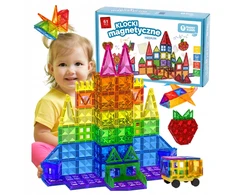 Happy Kiddo Magnetiniai blokai Konstrukcija Konstrukcija Mokomoji didelė pilis 61 automobilis