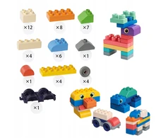 Happy Kiddo Minkšti guminiai blokeliai Sensory Struktūrinis didelis komplektas 48vnt automobilis 18m+