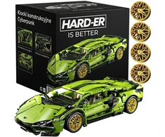 HARD - ER IS BETTER Prabangus Sportinis Automobilis Konstruktorius: Lamborghini Cyberpunk Kločių Rinkinys 1280 Elementų (1:14 Masto Modelis)