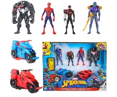 Hasbro 4 SPIDERMAN VENOM GOBLIN MILES MORALES FIGURĖLIŲ RINKINYS +2 TRANSPORTO PRIEMONĖS + PRIEDAI