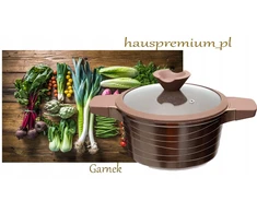 Hauspremium Tradicinis marmurinis puodas su dangteliu 28CM DUJŲ INDUKCINIAI RUDI PUODAI