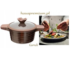 Hauspremium Tradicinis marmurinis puodas su dangteliu 28CM DUJŲ INDUKCINIAI RUDI PUODAI