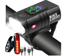 HD Dviračio žibintų rinkinys LED USB įkraunamas priekis galinis vandeniui atsparus IPX6 stiprus