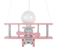 Hellux Drewniana lampa wisząca Samolot szaro-rožinė do pokoju dziewczynki