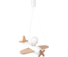 Hellux LAMPA SUFITOWA Lėktuvas DLA CHŁOPCA FLYKT, DREWNIANA, WISZĄCA, BALTA, LED