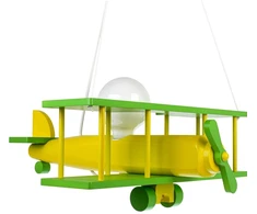 Hellux LAMPA WISZĄCA Lėktuvas FLYKT, DZIECIĘCA, DREWNO, LED, E27, ŽALIA, SUFITOWA