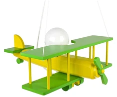 Hellux LAMPA WISZĄCA Lėktuvas FLYKT, DZIECIĘCA, DREWNO, LED, E27, ŽALIA, SUFITOWA