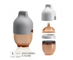 HEORSHE maitinimo buteliukas nuo pilvo dieglių 160 ml, pilkas